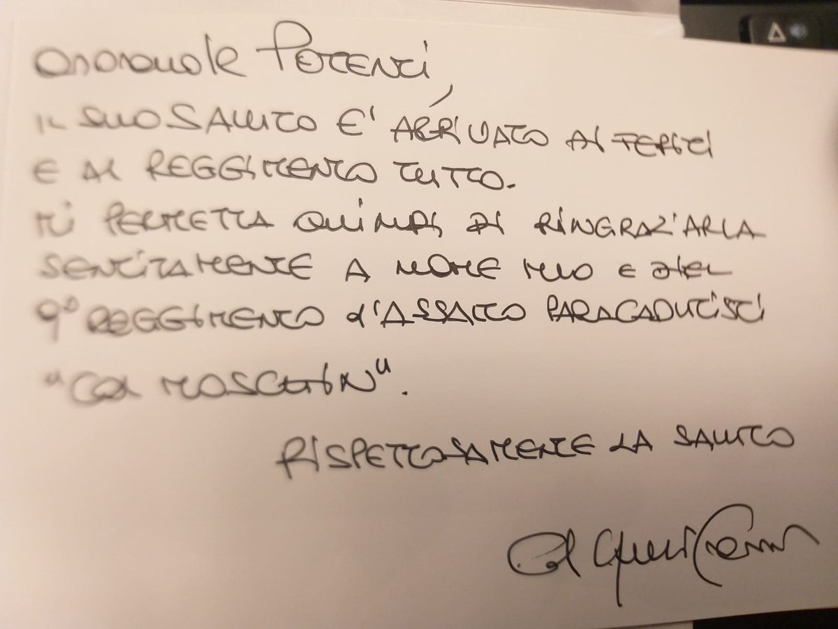ManfrediPotenti's tweet image. Ringrazio il 9° Reggimento d' Assalto Paracadutisti Col Moschin per il loro messaggio di riscontro al mio sentito ringraziamento e rispetto per il sacrificio dei feriti, vittime dell'attentato in Iraq.
.
@Esercito @MinisteroDifesa @LegaCamera @matteosalvinimi 
.
#ColMoschin