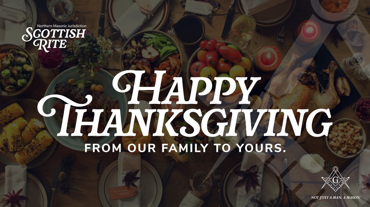 ScottishRiteNMJ's tweet photo. Happy #Thanksgiving, and happy 28th day of #33DaysofBrotherhood! Over this long holiday weekend, take the time to call a Brother to tell him why you are thankful for him. https://t.co/hXSJQHqe7D