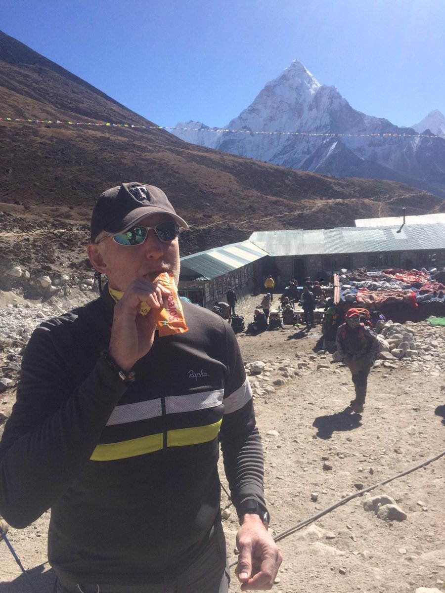 wearepreventBC's tweet photo. Here's a fabulous #ThrowBackThursday to Terry as he made his way to Everest Base Camp, fueled by Soreen, which they very kindly donated!

So a big thank you to @SoreenHQ 

#AscentToPrevent #EverestBaseCamp2019 #PreventBreastCancer https://t.co/Ip8E8MfkVS