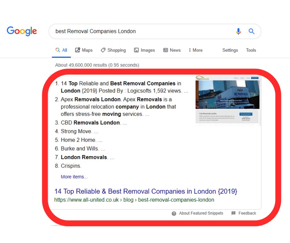 logicsoftsuk's tweet image. Another milestone achieved,
Rank 0 on &quot;best removal companies London&quot;
Kudos to Logicsofts SEO Team for achieving this feat. 
#logicsofts #google #SERP #rank0 #ThursdayThoughts