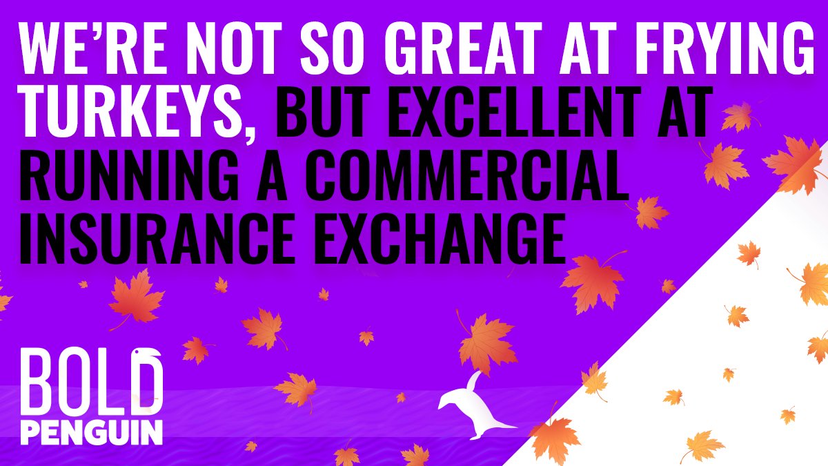 bold_penguin's tweet photo. Happy Thanksgiving to our #agent, #broker, and #carrier friends! Leave the #turkeyfrying to the experts! Like the experts in @naic desc  311615 (Turkeys, processing...a manufacturing category that would include frying 'em too!) or NAICS 722330 if a food cart #BeBold #officehumor https://t.co/S2w65jRBJc