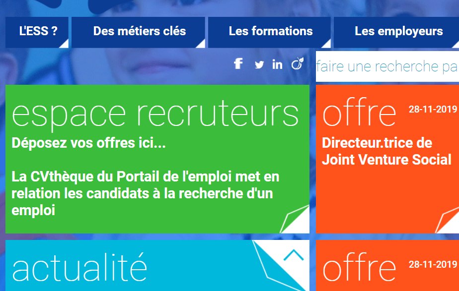 Apecfr's tweet photo. 🔸@UDESnationale met à disposition un portail sur mesure sur l'#ESS : #formation, #métier, offres d'#emploi ...
👉https://t.co/JDDKEAZ8wM
#MoisESS19 #ESS #ApecESS19 #Entreprendre #Social #Emploi #Métier #Cadres #Conférence https://t.co/T0DVvo9Bye