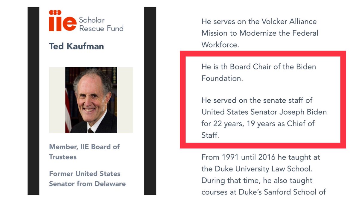 (5/15) Daddy Jaracki co-founded the “Scholar Rescue Fund” in 2002, part of the “Institute of International Education”; its mission is relocating scholars in war-torn areas.Its governance board has some interesting people - Biden buddies and Chicago ties