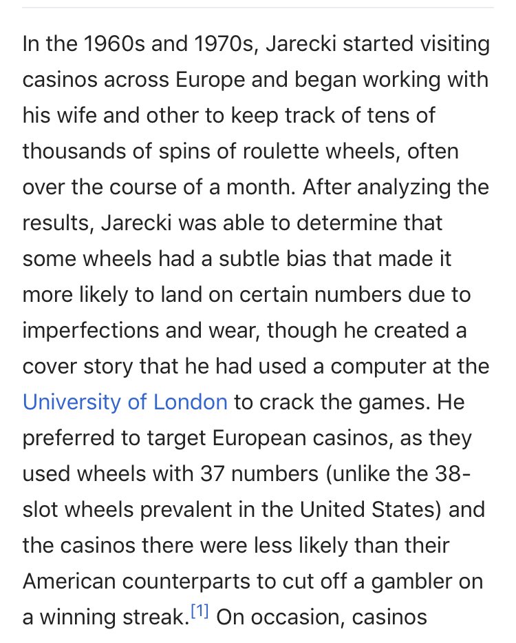 (14/15) Wow, his brother also made a ton of money... in a weird enough way that he got a Wiki.He made $1mm+ by exploiting ghetto roulette wheels.... okay.This is a definite stretch, but remember the recent bombshell about a ghetto casino being used to launder money?