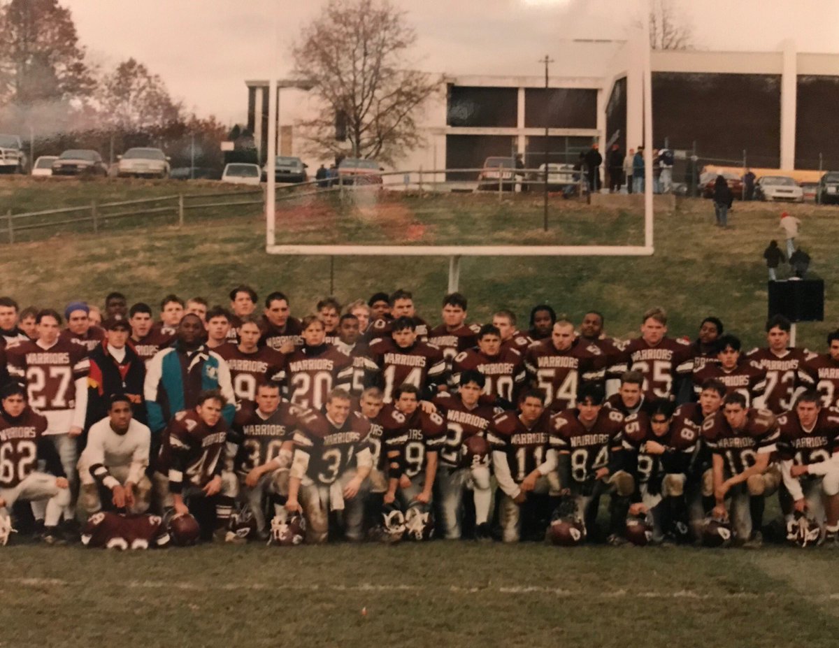 What an amazing tradition that is no more!  <a href="/WCEastFootball/">WC East Vikings Football</a> Vs. <a href="/Henderson_FB/">WC Henderson Football</a> @ WCU on Thanksgiving! This picture was 1995; one of the last years we played. Thanks @_Charger_Sports for the photo. Sure does take me back!

<a href="/LunardiChris/">Chris Lunardi</a> @Coach_Lunardi 

#GloryDays
#WarriorPride