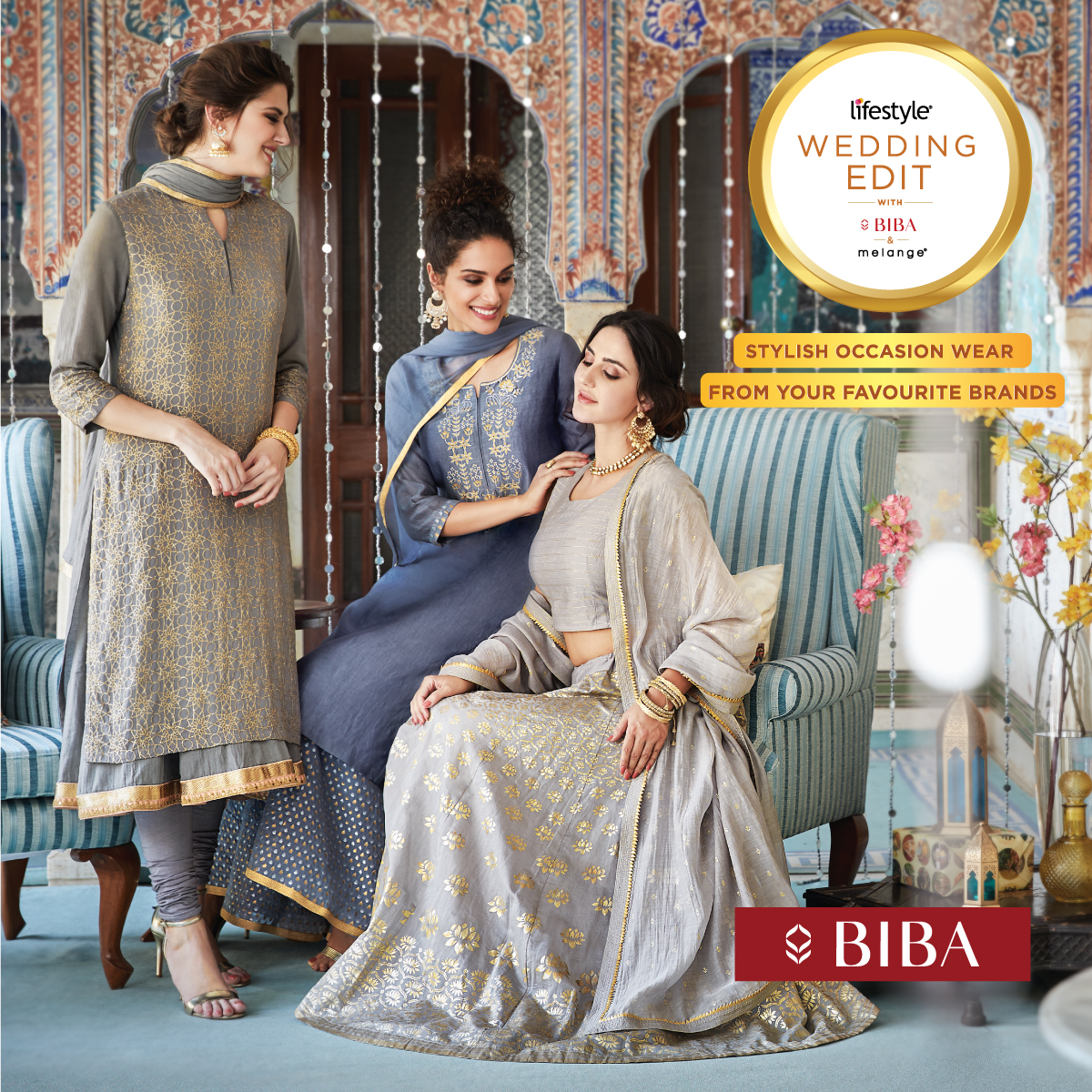 Buy Rohit Bal Off White Cotton Silk Flared Yarndyed Suit Set (Kurta,  Churidar, Dupatta) for INR12750.00 | Biba India
