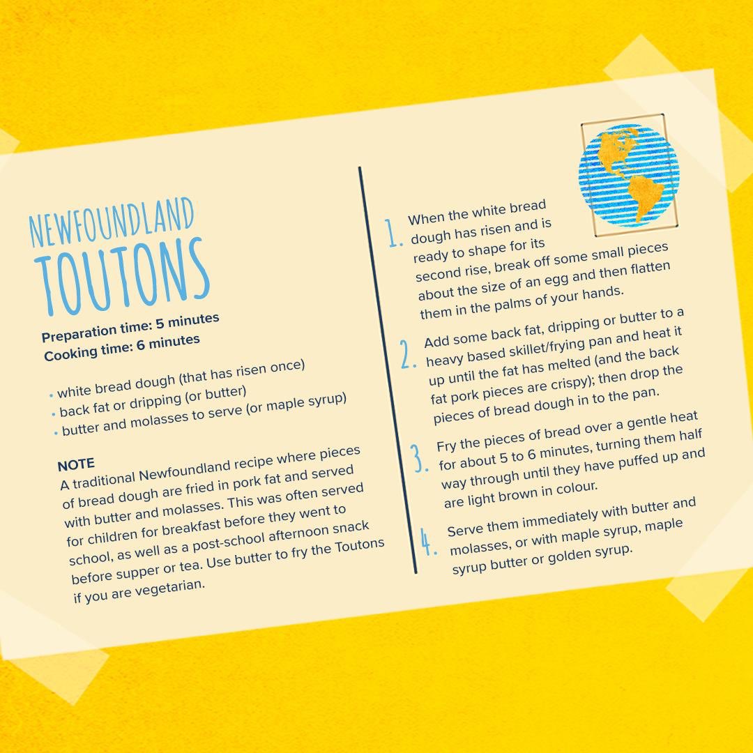 A recipe card for Toutons