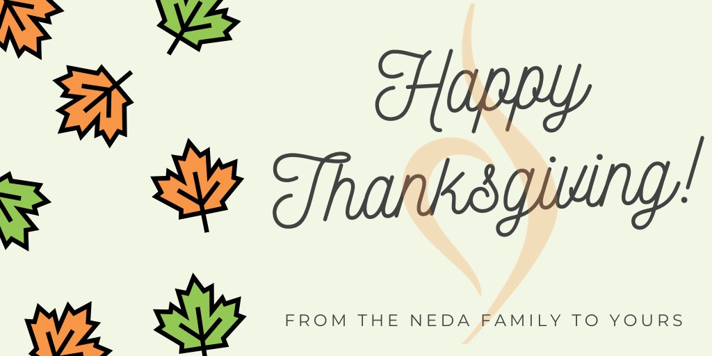 NEDAstaff's tweet photo. #HappyThanksgiving!
The #NEDA helpline click-to-chat will be open from 10 am - 2 pm ET today & tomorrow for anyone who needs some extra #holiday support. https://t.co/CyQT7n4qRg
Follow #Thx4Support for additional resources and encouragement! https://t.co/KbTDzkRPh3