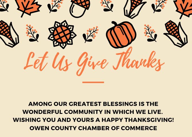 owen_chamber's tweet photo. Wishing you and yours a Happy Thanksgiving! #owentonky #owencountyky #wherecommunitymattters https://t.co/jnYIRm5kjw