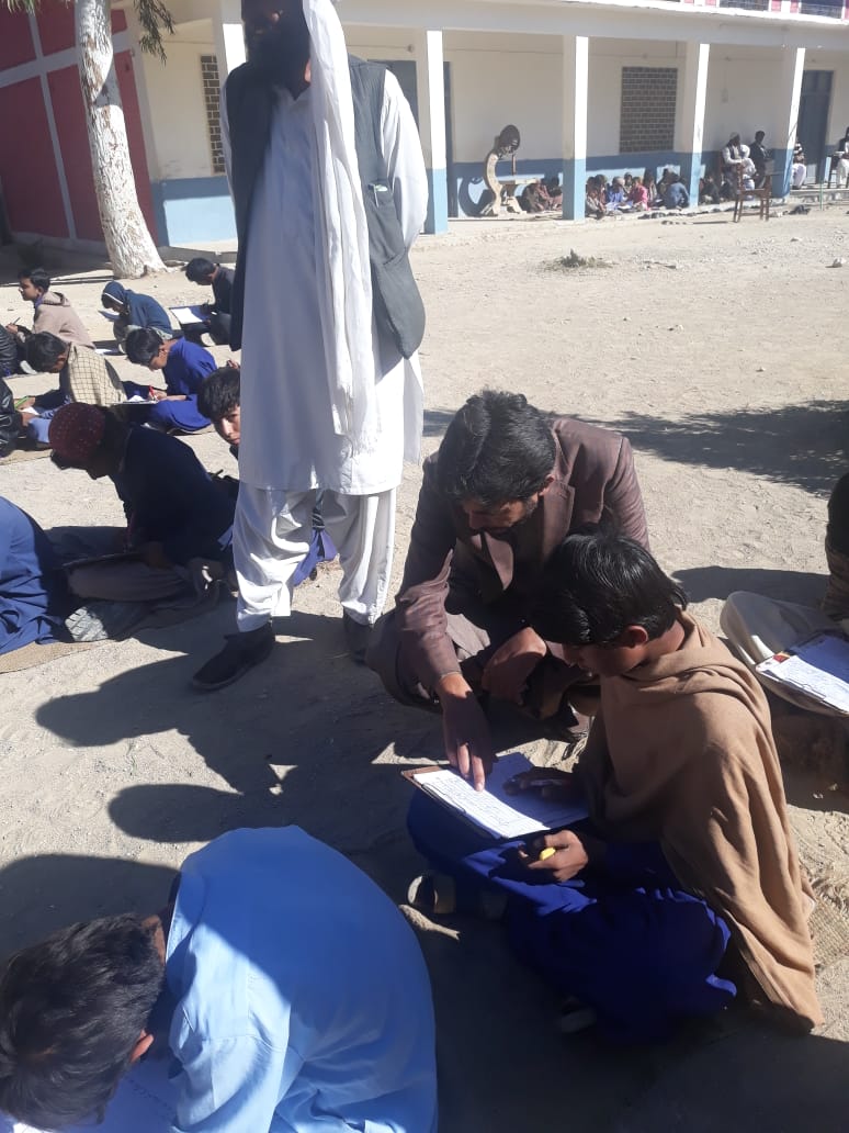 Visit of schools of Rarhasham district Musakhel. Exams are going on.