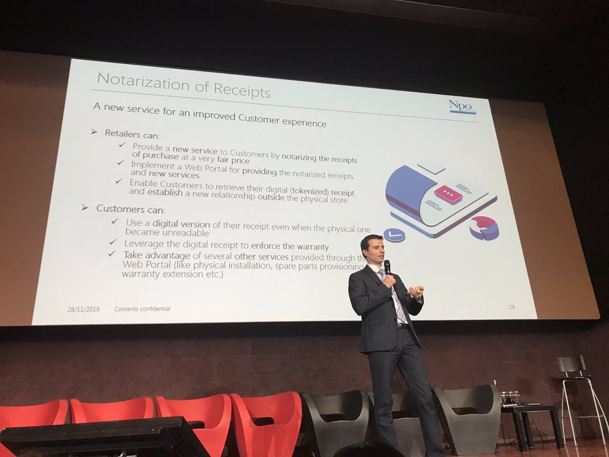 Industry4Biz's tweet photo. Una seconda use case riguarda la notarizzazione delle ricevute per ottemperare alla degradazione dei biglietti cartacei @NpoSistemi @AsapSMF #ASAPFORUM @Blockchain4inno @mbellini3 https://t.co/HQwEssP7wV