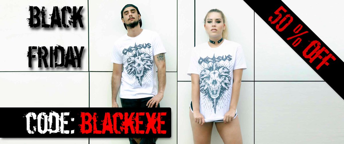 ¡Aquí está el ofertón de Black Friday de Exessus!
Compra ahora todos los productos de la banda con un 50% DE DESCUENTO!
Tan solo debes aplicar el código de cupón ‘BLACKEXE’ en tu zona de carrito de compra antes de pagar.
¡Disfruta de esta oferta limitada y aprovechala!