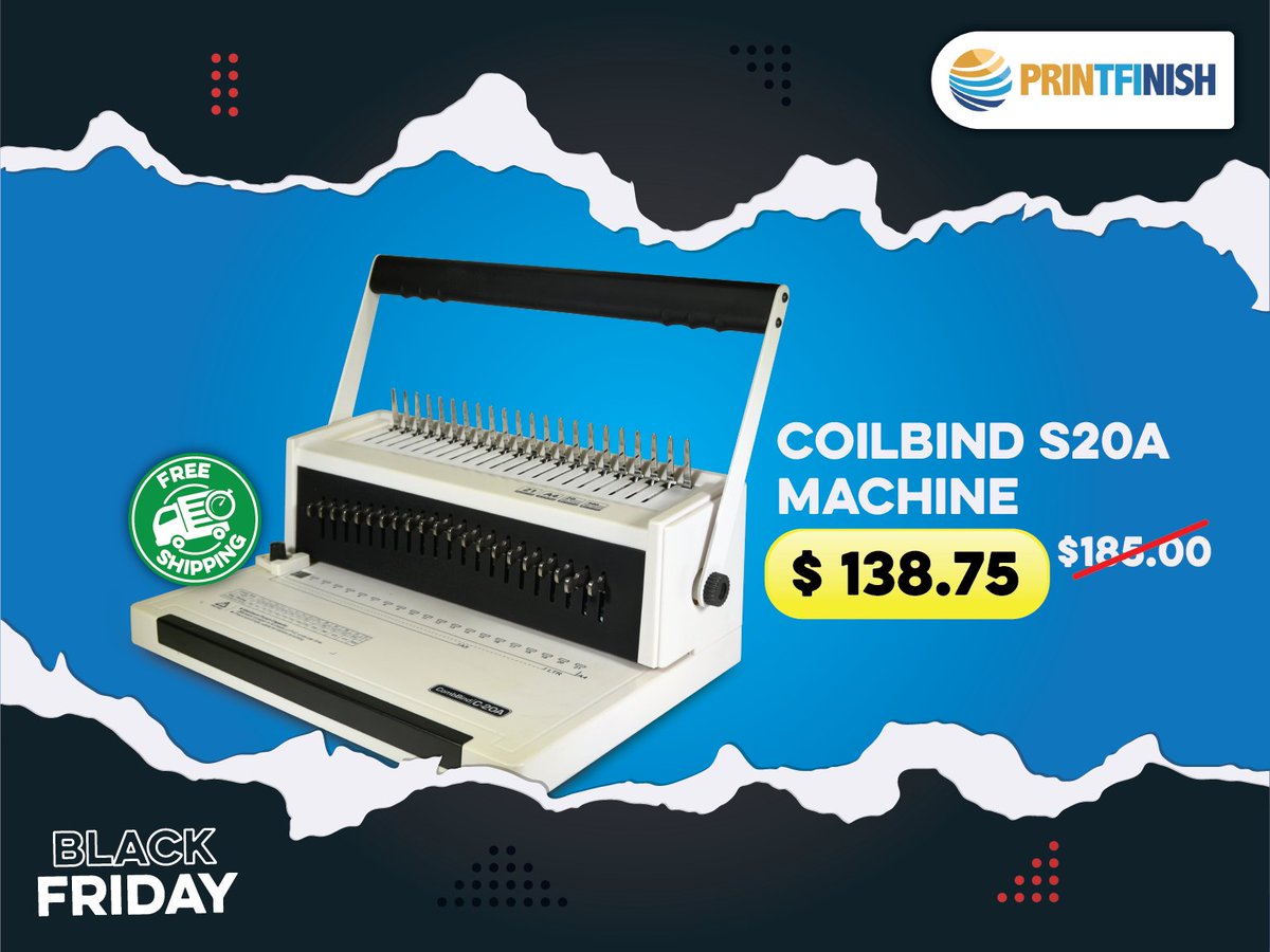 print_finish's tweet image. #BlackFriday has arrived at PrintFinish! Get 25%OFF on the amazing #CombBind C20A Machine + Free Shipping to North America. But hurry up, this promotion will end soon.

Learn more: ow.ly/JxkS50xmAEm