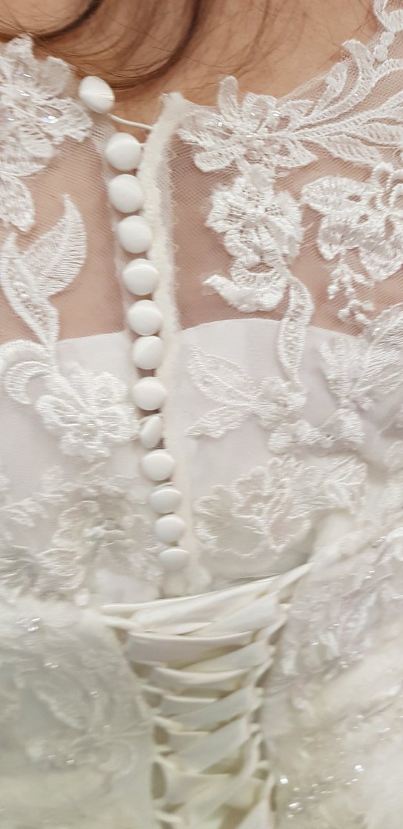 Covered buttons and lace curvaceousbridal.co.uk #lovelovelove #corsetback #weddingdressesforcurvybrides #lace #coveredbuttons #plussizebridal