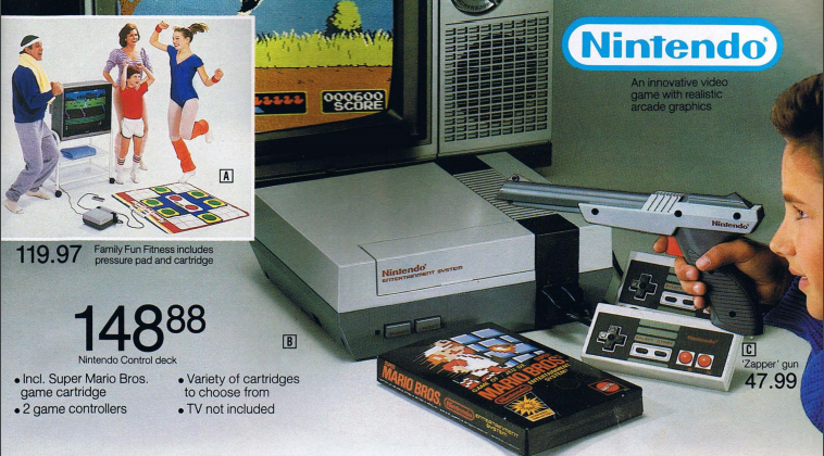 Some of us probably remember Consumers Distributing. A fantastic shop where you would pick your product from the magazine and go fill out a form at the store and they'd fetch it for you from the back. Here's the NES. My very first game console. Many more to come