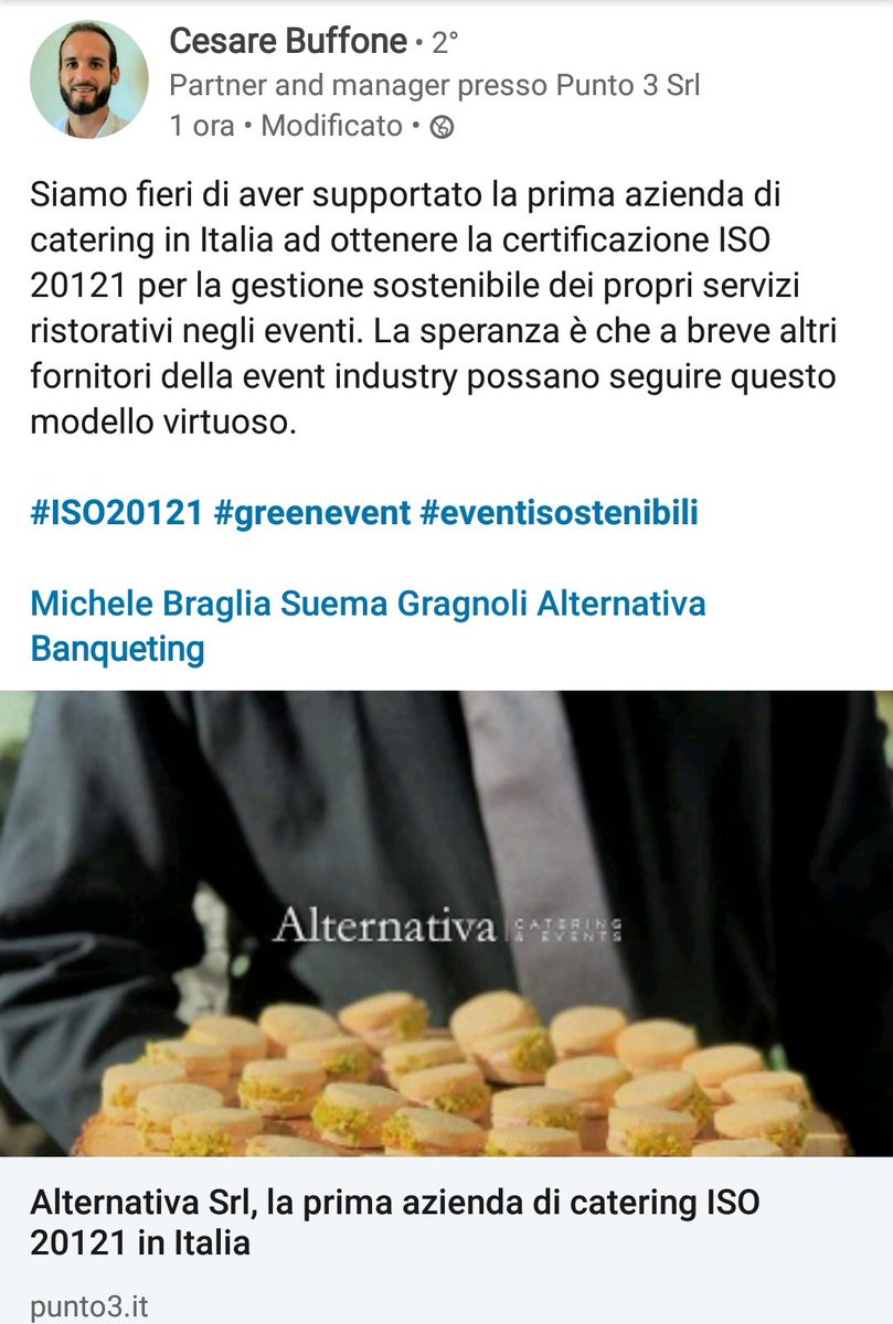 Swajma's tweet photo. @AlternativaMi la prima azienda di catering sostenibile in Italia certificata ISO 20121
GRAZIE a tutti quelli che insieme a noi ci hanno sempre creduto

#sostenibilità #eventisostenibili #iso20121 #cateringsostenibile https://t.co/Sp6oFxQJYo