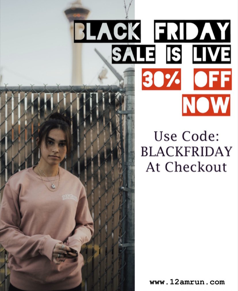 12amRun's tweet photo. 12AM RUN BLACK FRIDAY SALE IS LIVE https://t.co/kNBT9XqEFR ALL PURCHASES 30% OFF WITH THE CODE: BLACKFRIDAY 🔥🔥🦃🍗 https://t.co/lLwMq0bRBJ