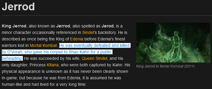 Sindel, Wiki