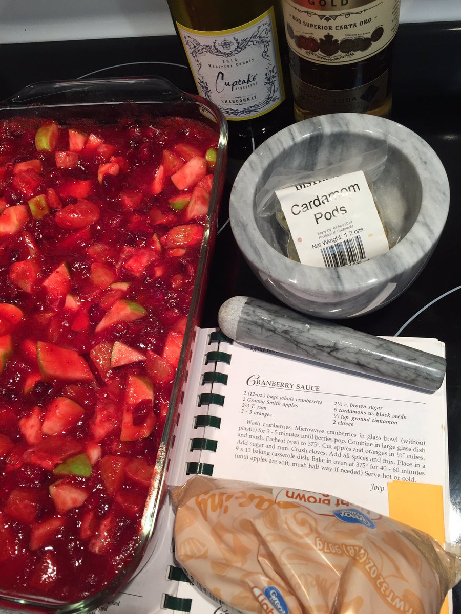 Adding final ingredient to my, now traditional, contribution to Thanksgiving meal. Have much to be thankful for, including being alive to enjoy this.