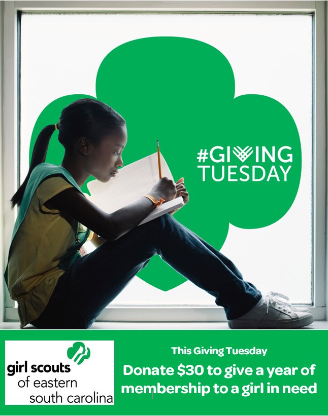 Happy Thanksgiving! Remember #GivingTuesday is the perfect time to give to <a href="/girlscoutsesc/">GSESC</a> Your $30 gift will provide a year of membership for a girl in a low-income community …ern-south-carolina.networkforgood.com/projects/86886… : #GivingTuesday #GivingTuesdayPeeDee