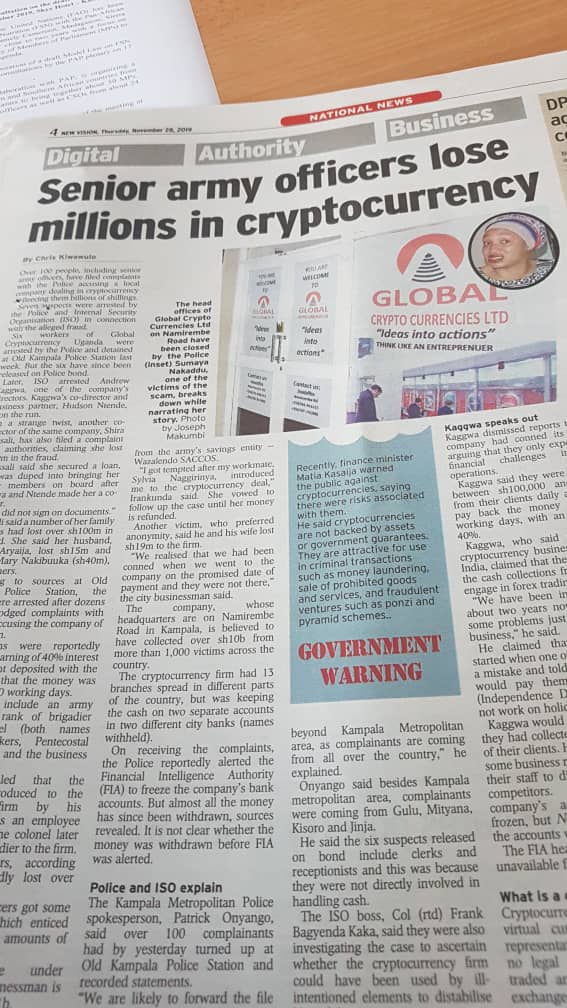  #cryptocurrency scams seem to be running wild in  #Uganda . From Generals to omuntu wawansi people a getting taken for a ride and losing millions. It's a little late bust as promised here is a thread on how to spot a  #Crypto  #scam and not fall for fake investments