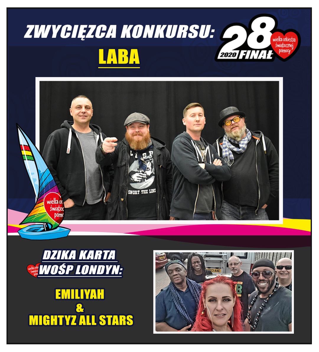 WOSPLondyn's tweet image. Mamy wyniki konkursu!❤️
 
Serdecznie gratulujemy zespołom Laba - którzy zdecydowanie wygrali głosami naszych Facebookowych fanów😄❤️ i Emiliyah&amp;amp;Mightyz All Stars, którym zdecydowaliśmy się przyznac dziką kartę! 🔥😄

Ależ szczęście! 🔥❤️
Do zobaczenia na Finale! 💝