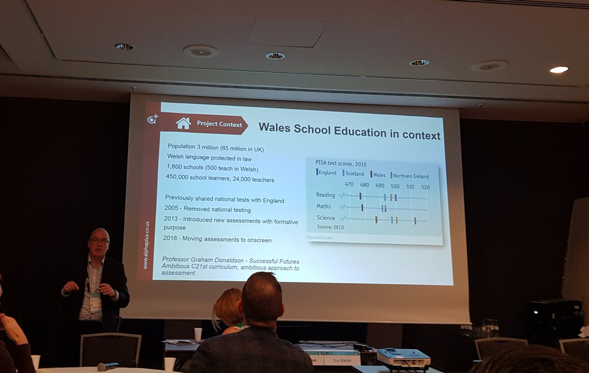 .@JohnWinkley speaking on adaptive onscreen tests - every child in every school in Wales taking onscreen tests #OEB19 #OEB2019