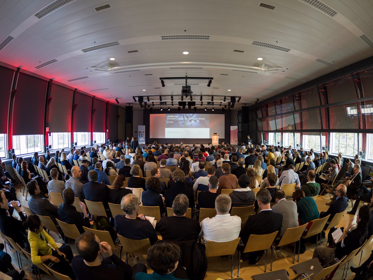 EPFL_en's tweet photo. During the #LearnDay, organized by the LEARN Center, @EPFL, @nccrrobotics and @SwissEdTech, researchers and educators could exchange about new educational technologies and techniques. #MOOCs #VirtualReality @ThymioII
 https://t.co/r8zZCHuyxD https://t.co/hERSa1RbSX https://t.co/U1xmMUfjCg