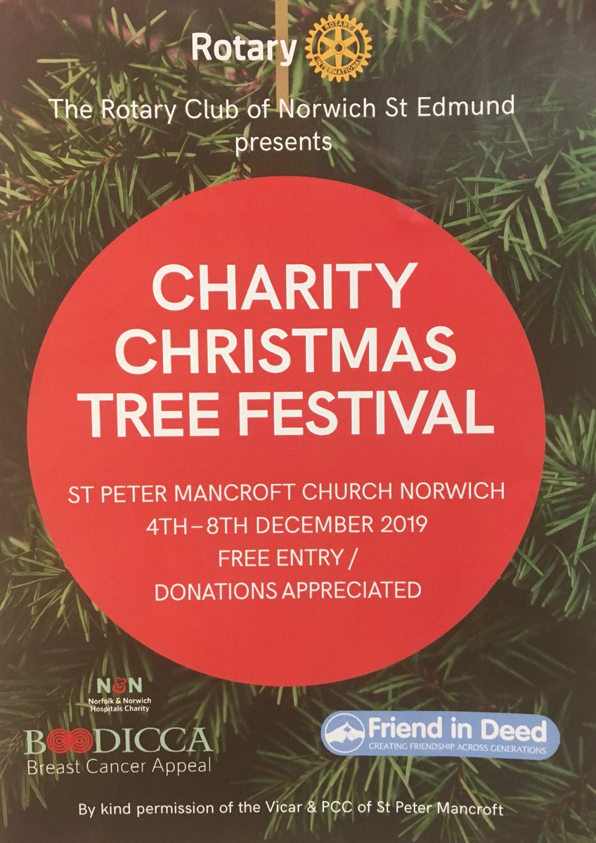 NNHospCharity's tweet photo. Come along to @StPeterMancroft for the wonderful @RotaryNorwich Charity Christmas Tree Festival December 4-8, supporting @NNUHCharity Boudicca Breast Cancer Appeal. Thank you to @TheForumNorwich for sponsoring our tree and our charity. https://t.co/cVNPV06JYd