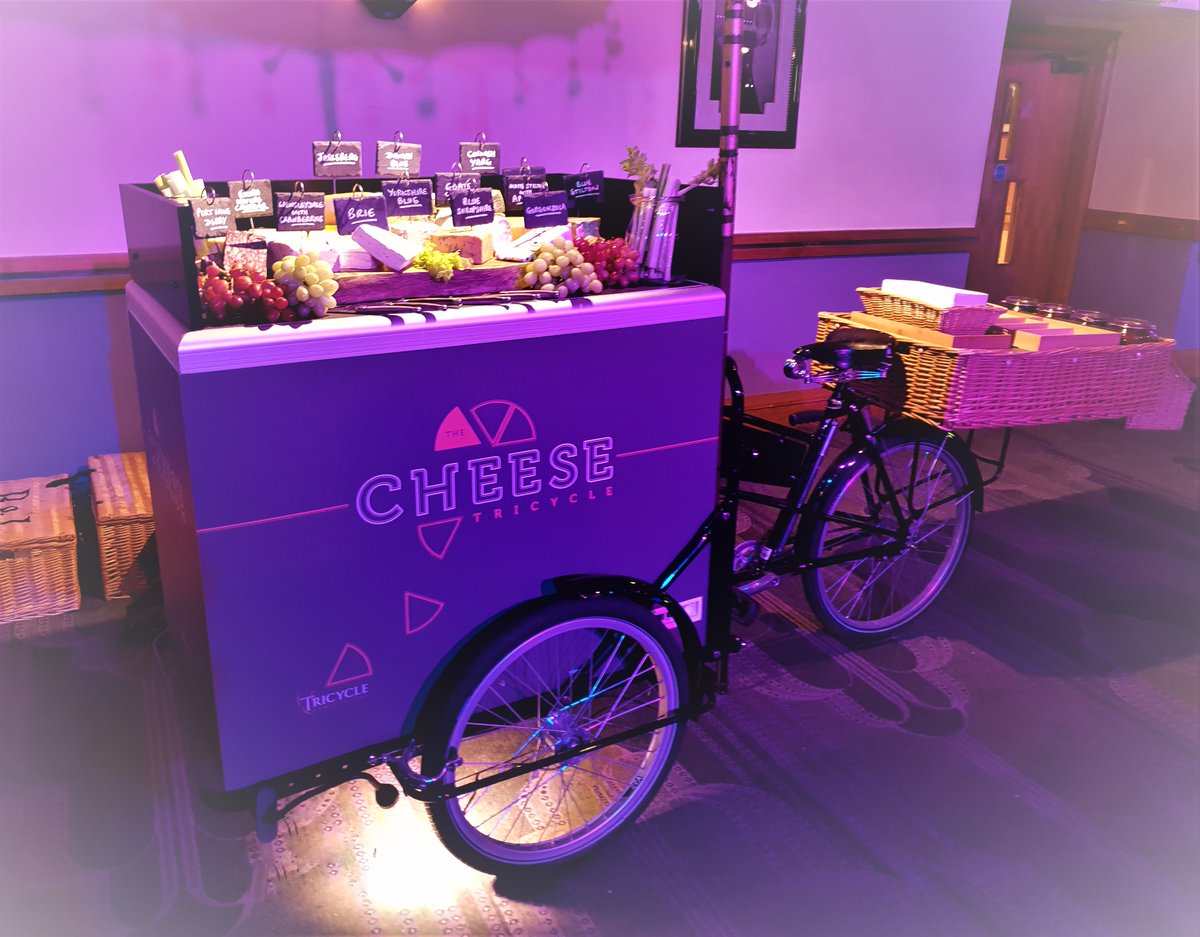 TricycleTempt's tweet photo. Our cheese tricycle delighted 500 guests at the CorpComms awards dinner at the Troxy, London. Our delicious selection of cheeses were a crowd pleaser with Brie, Gorgonzola, Port Wine Derby, Wensleydale with Cranberries and many more fine cheeses on offer! https://t.co/t7KezkLWAF