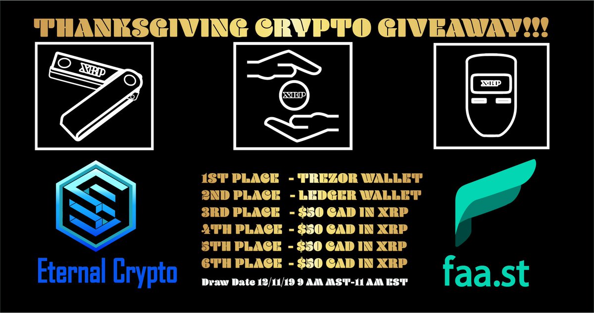 eternalcrypto1's tweet photo. This thanksgivings, the @goFaast TEAM from @Bitaccess and myself are hosting another BIG GIVEAWAY! You could win a #TREZOR, #LEDGER, or #XRP!

To enter simply:

✅ FOLLOW @goFaast and @eternalcrypto1 

👍🏻 LIKE This post!

♻️ RT this post!

Happy cryptogivings!! 😁

#cryptotwitter https://t.co/29lauhNzbx