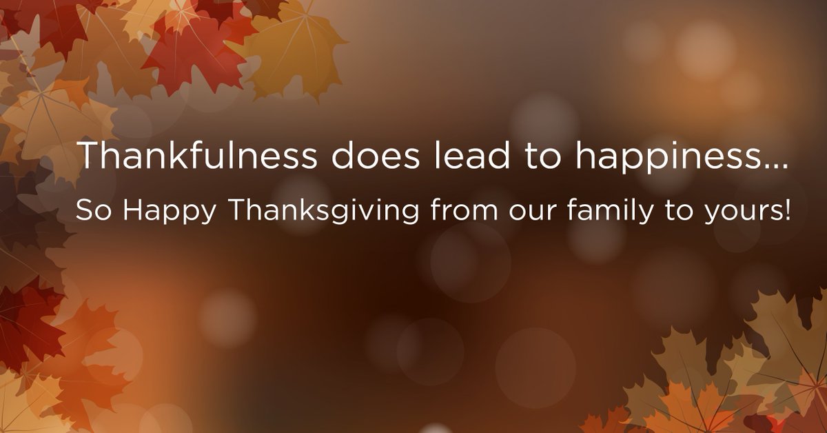 We hope you have a very Happy Thanksgiving!

Take a moment to be thankful for today- you might find that it makes you a bit happier. Learn how gratitude and happiness are linked: feye.io/2pYbtaj
