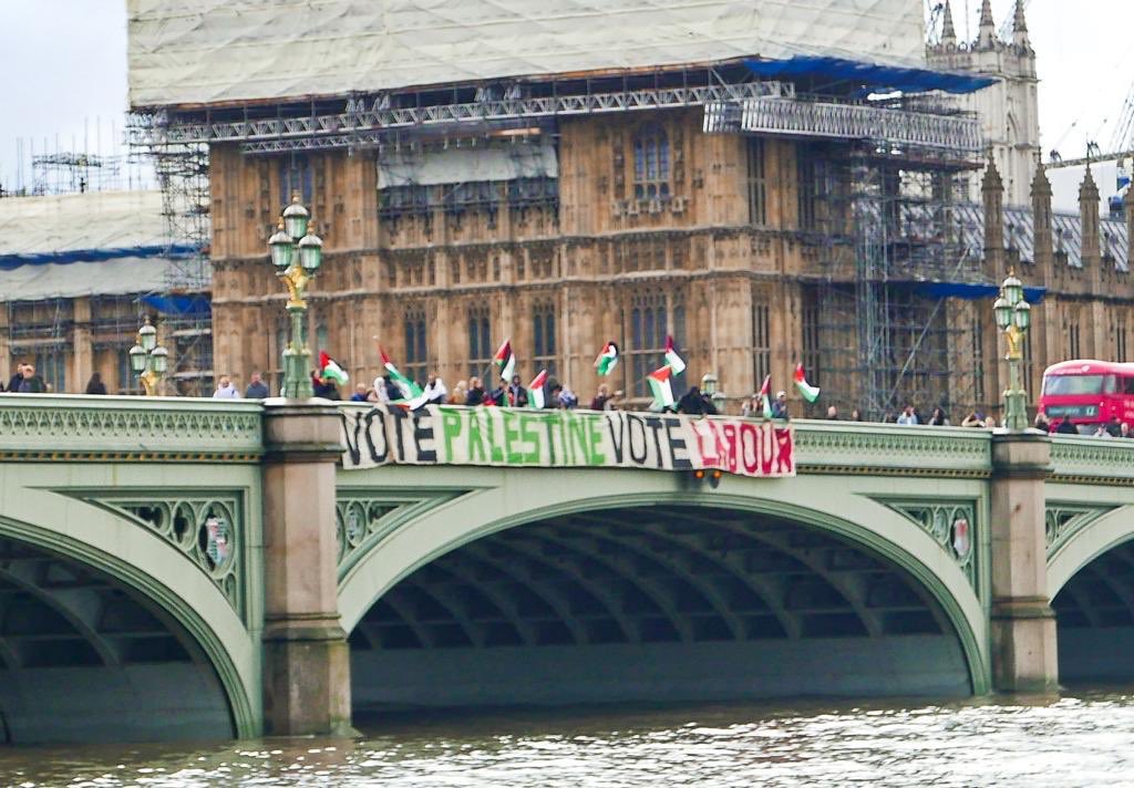 We also support VOTE PALESTINE VOTE LABOUR, since <a href="/UKLabour/">The Labour Party</a>’s manifesto expresses a commitment to stopping arms deals with Israel, whilst the Conservatives’ expresses plans to ban BDS #ApartheidOffCampus