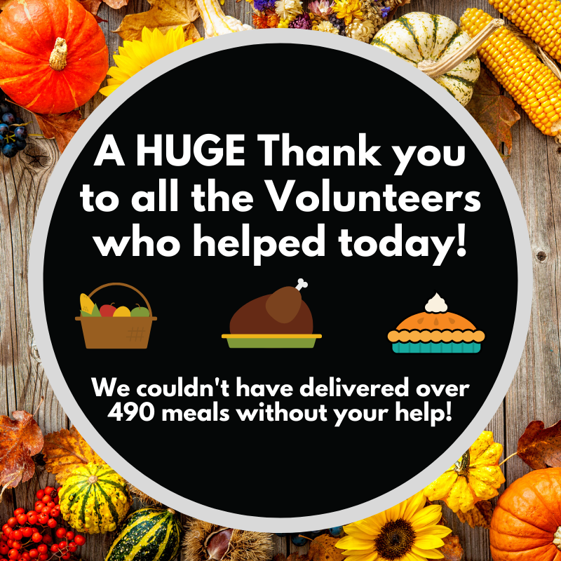 Thank you to all the volunteers who helped out this morning! We successfully delivered over 490 meals!
