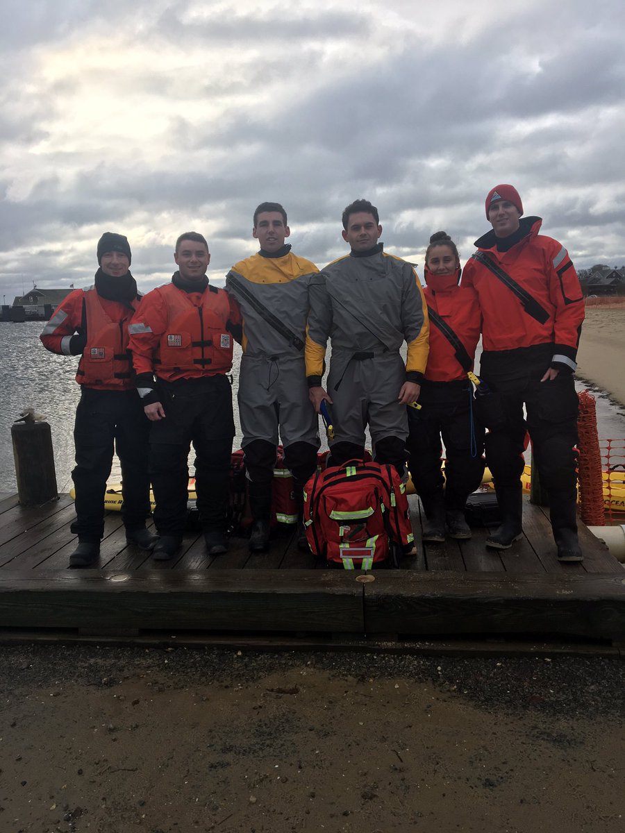 Nantucket Harbor Master, Lifeguards and CG Brant Point standing by at Turkey Plunge to ensure safety for all plungers!! #happythanksgiving