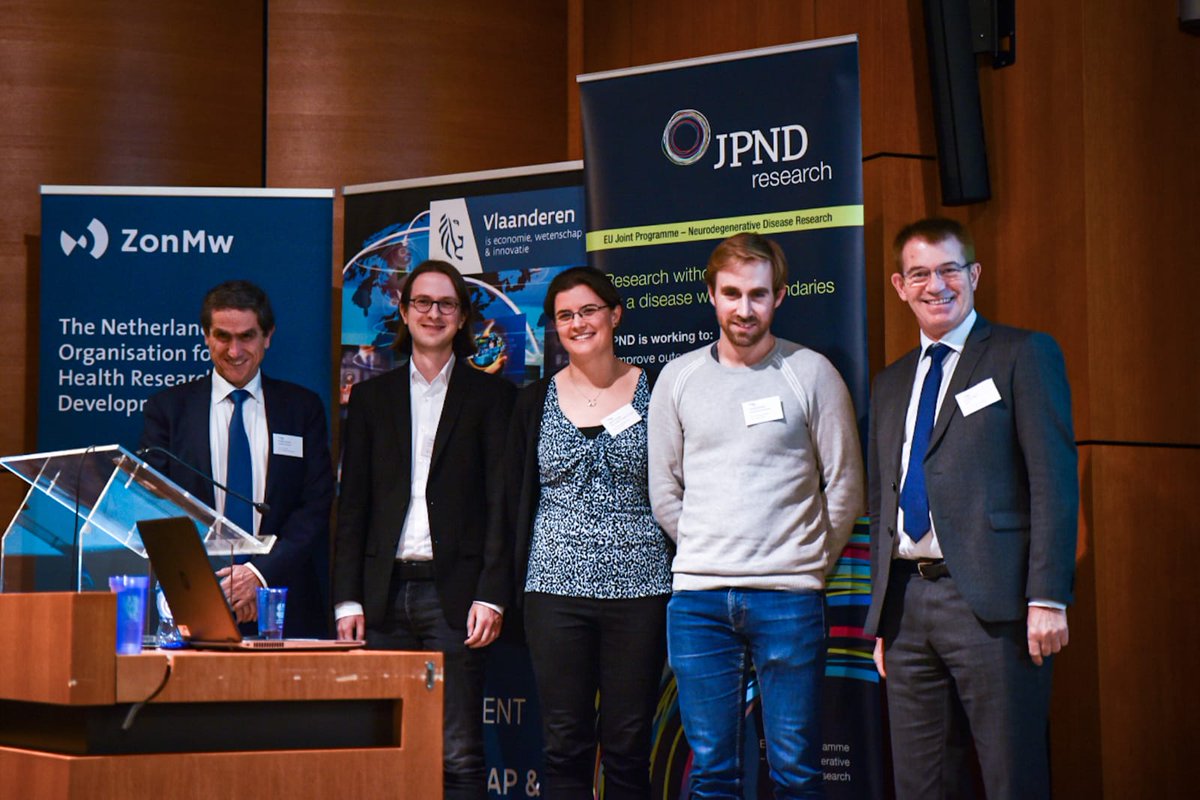 JPNDeurope's tweet photo. Congratulations to our young scientist poster exhibition prize winners: Luca Kleineidam, Niamh Connolly and Vincent Baudouin, seen here with Professors Philippe Amouyel and Etienne Hirsch #jpndsymposium2019 https://t.co/EX0wrkEvzy