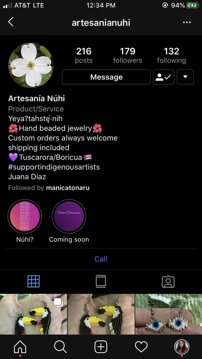 Artesania Núhi • Tuscarora Taíno owned jewelry brand • Based in Juana Díaz, Puerto Rico• Hand Beaded, local business