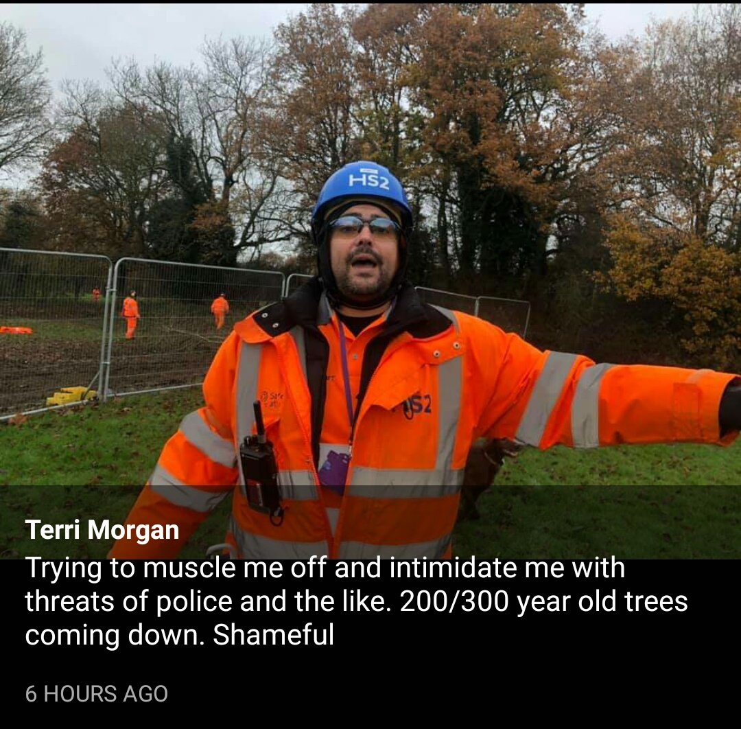 #Ruislip today #HS2 staff abusing the public while they cut down #VeteranTrees they state they're not #HS2IsEcocide #HS2FastTrack2Extinction