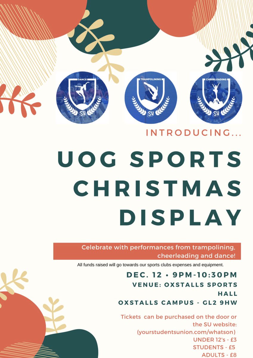 SPORTS CHRISTMAS DISPLAY 🎄💙 get your tickets form the SU website or on the door and don’t forget to head over to our Facebook event!
