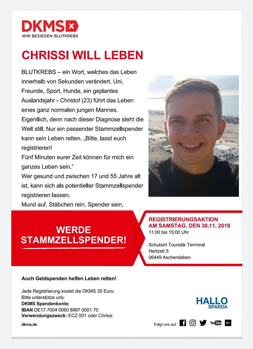 _Konstabler_'s tweet photo. Nicht vergessen und bitte teilen! 30.11.2019, 11:00 - 15:00 Uhr #Schubert-Touristik #dkms #Quedlinburg #Aschersleben #Falkenstein/Harz #Ermsleben https://t.co/IykaRh1RZB