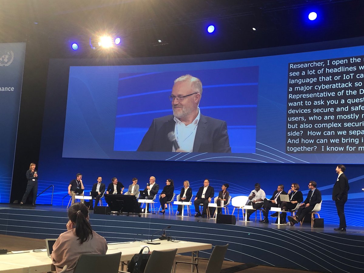 #ICANN #IGF2019 <a href="/Maarten_Bman/">Maarten Botterman</a> speaking on IOTs use in DDOS attacks at excellently moderated Dynamic Coalition Session this afternoon in Berlin.