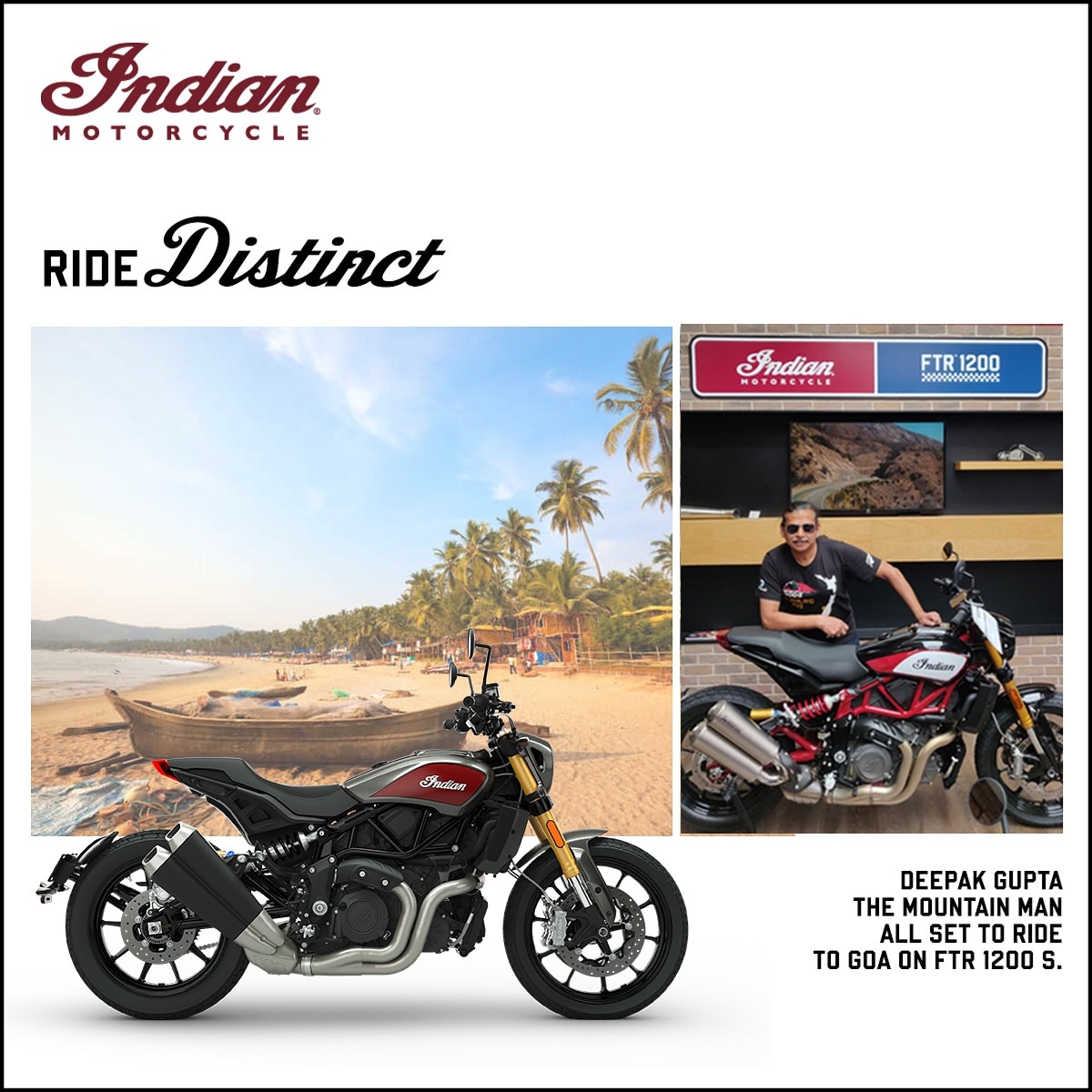 IndianMotorIND's tweet image. The legendary riders Mr. Deepak Gupta known aptly as 'The Mountain Man' along with Dr. Arun Thareja, founder of G.O.D.S. (Group Of Delhi Superbikers)  lead the way to Goa on the ultimate Street Motorcycle Indian FTR 1200 S. 
Stay Tuned! .
.
#wheelsOfChange  #indianmotorcycleindia