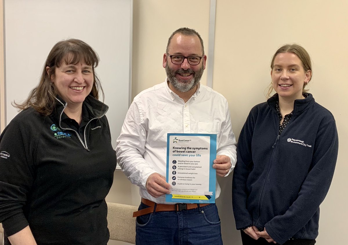 SustainablePECT's tweet image. Thank you to @BigWoofa who gave staff a presentation today about the work of @bowelcanceruk. He talked about spotting the signs and how to reduce your risk with food and lifestyle choices. We were joined by attendees from @NeneParkPboro too. bowelcanceruk.org.uk #never2young