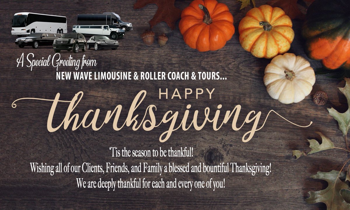 NewWaveLimoLLC's tweet image. May the best things in life be yours, not only on this #Thanksgiving, but throughout the years... Best wishes to all!  We extend our deepest appreciation and sincere thank you to everyone for their business, confidence, and loyalty!  #HappyThanksgiving from #NewWaveLimousine.