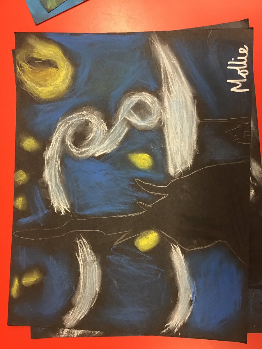 JoDPickering's tweet photo. We are artists. As artists children used blending techniques to recreate Van Gogh’s Starry Night @BirCopAcad @BevSpragg #fides https://t.co/5DeUZNcc9O