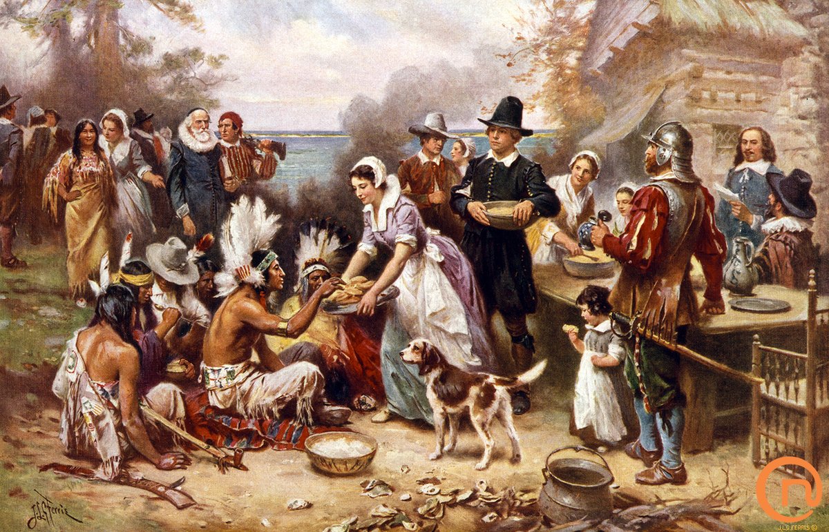 Happy #Thanksgiving !

#TheFirstThanksgiving 1621 by #JeanLeonGeromeFerris #Pilgrims and #NativeAmericans gather to share a meal. 

whphotos139419
#WorldHistoryArchive #Newscom

@newscomimages #wha #newscomimages  #thankful  #jlgferris #fineart #paintings #historical