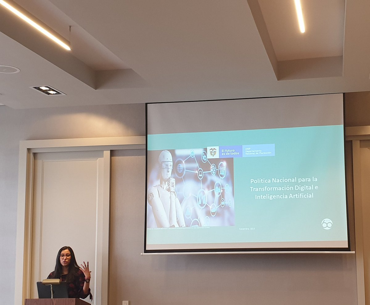 MojcaCargo's tweet photo. #colombia recently published National Public Policy on Digital transformation and AI. Paula Ayalo from @DNP_Colombia presented highlights of the Policy at the #BD4SG workshop. I would like to invite everyone interested to have a look at the Policy https://t.co/x8eJHH9moW