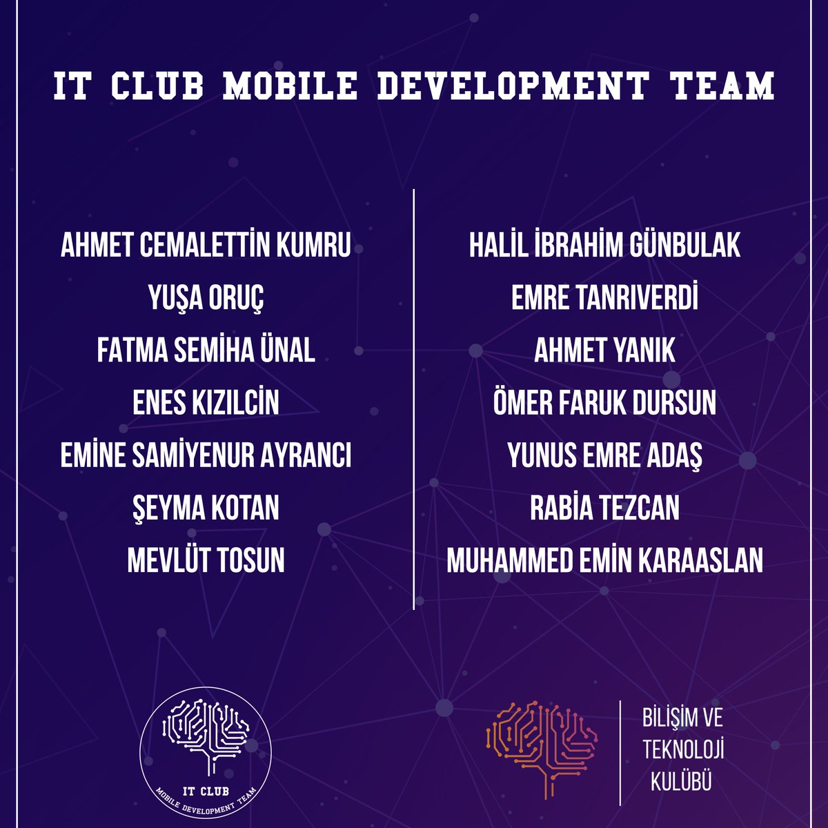 🚀 KARŞINIZDA MOBİL TAKIMIMIZ 🚀⁣
⁣
Listedeki arkadaşlarımızla en yakın zamanda irtibata geçip çalışmalara başlayacağız.