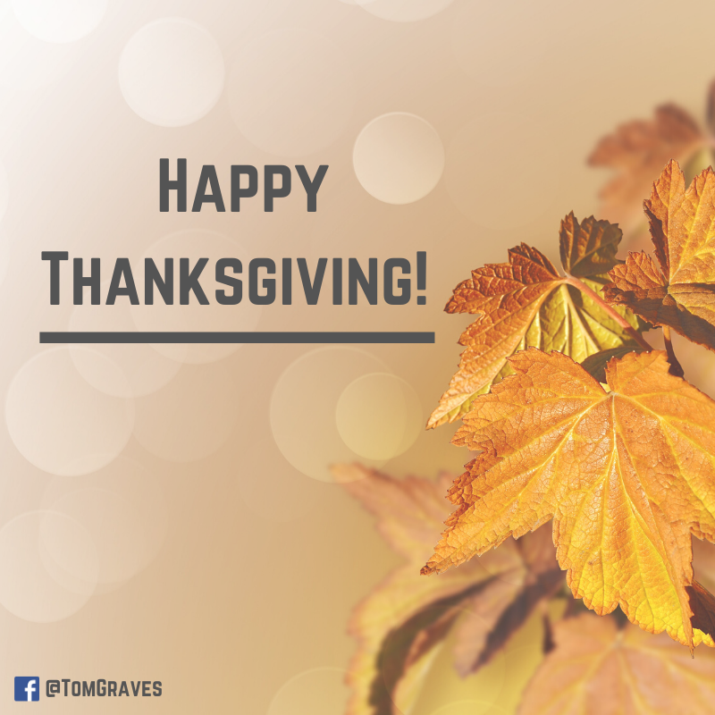TomGravesGA14's tweet photo. Wishing you and your family a very happy and blessed Thanksgiving! https://t.co/Gss9ujCKzy