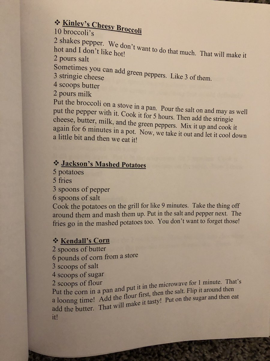 mhkamp's tweet photo. Here ya go

Mrs. Hollenkamp’s Kindergarten Class Thanksgiving Cookbook 2019
🦃 https://t.co/iP0Nxr0XMX